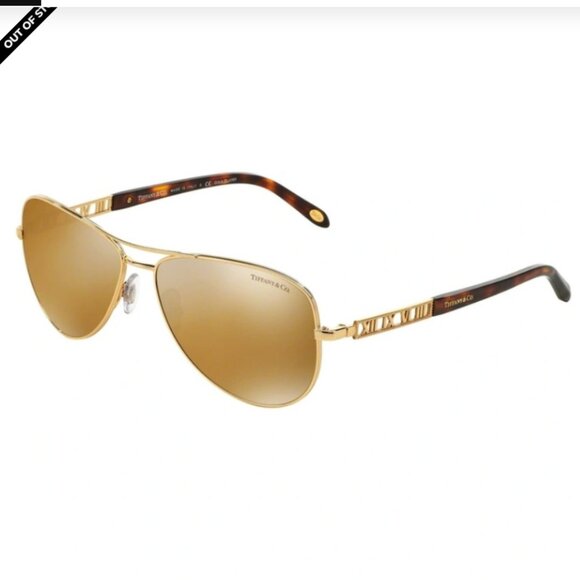 Tiffany & Co. Accessories - Tiffany & Co. 18K GOLD PLATED Atlas Aviator Pilot Sunglasses Mirror Roman Numer